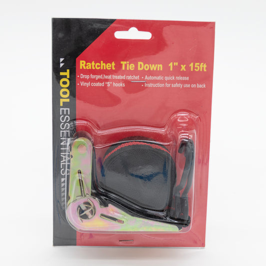 Tool Essentials Ratchet Tie Down Strap – 1" x 15ft