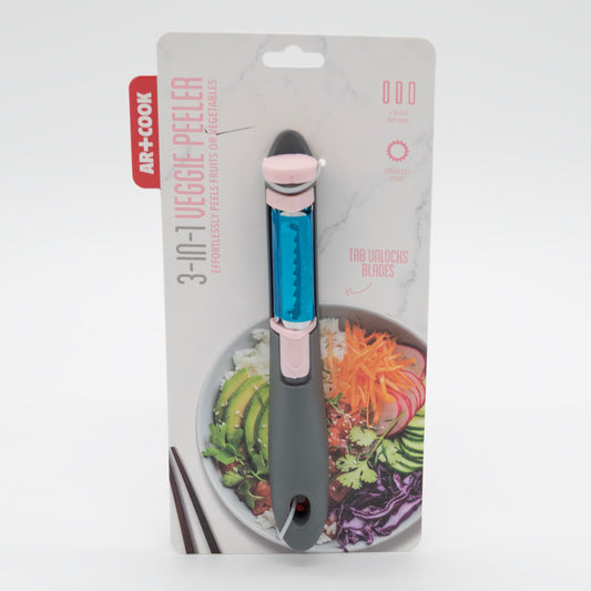 Art and Cook 3-in-1 Veggie Peeler – Stainless Steel Blades for Smooth, Julienne & Serrated Cuts