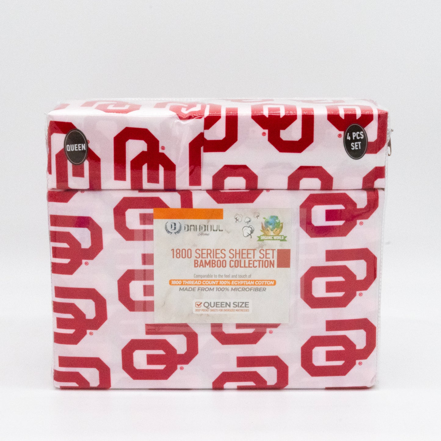 Bamboo Collection 1800 Series Queen Sheet Set – Oklahoma Sooners Design