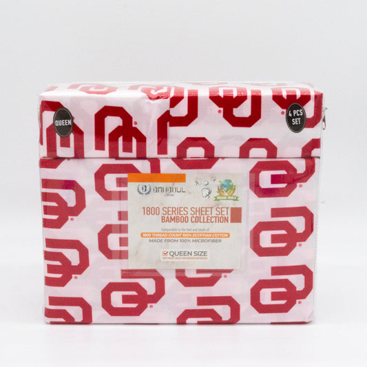 Bamboo Collection 1800 Series Queen Sheet Set – Oklahoma Sooners Design