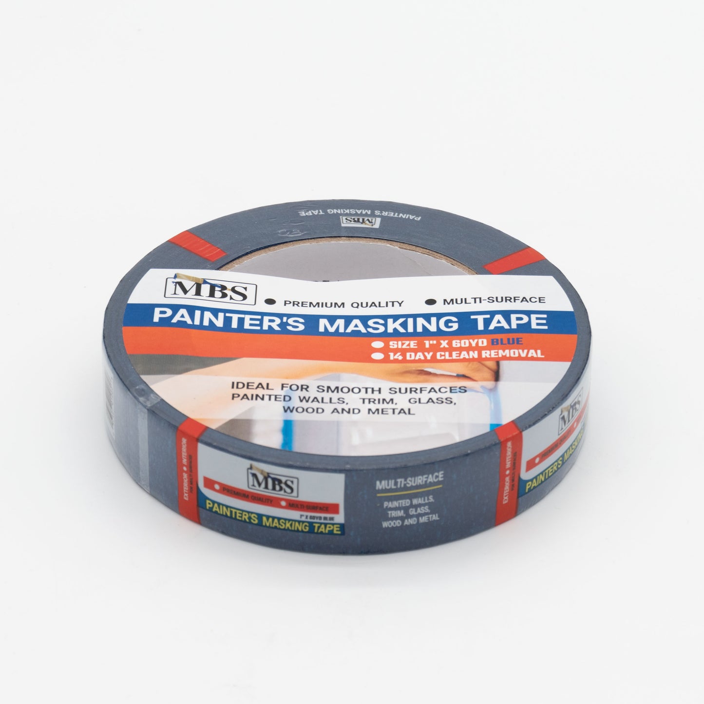 MBS Painter’s Masking Tape – 1” x 60yd Blue | Multi-Surface & Clean Removal