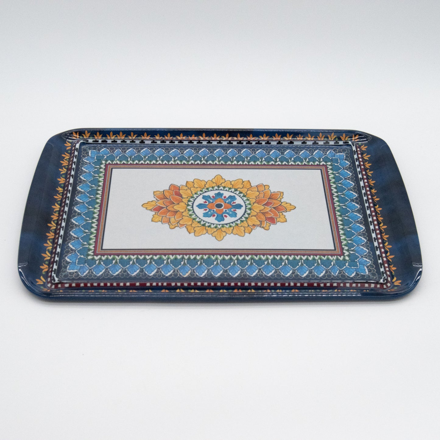 Tovolo Decorative Melamine Serving Tray – Blue Floral Pattern