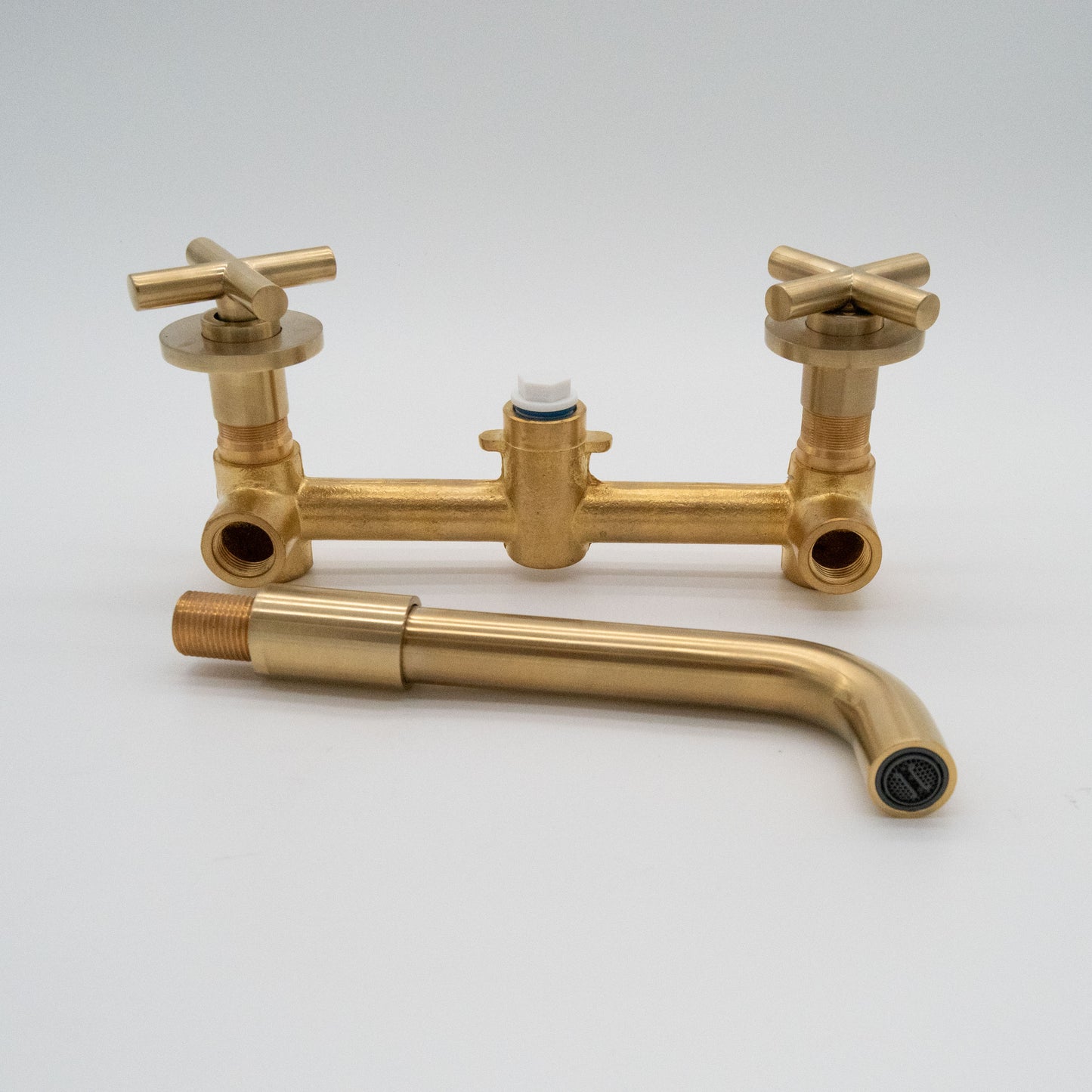 Gold Wall Mount Faucet – Industrial Brass Finish