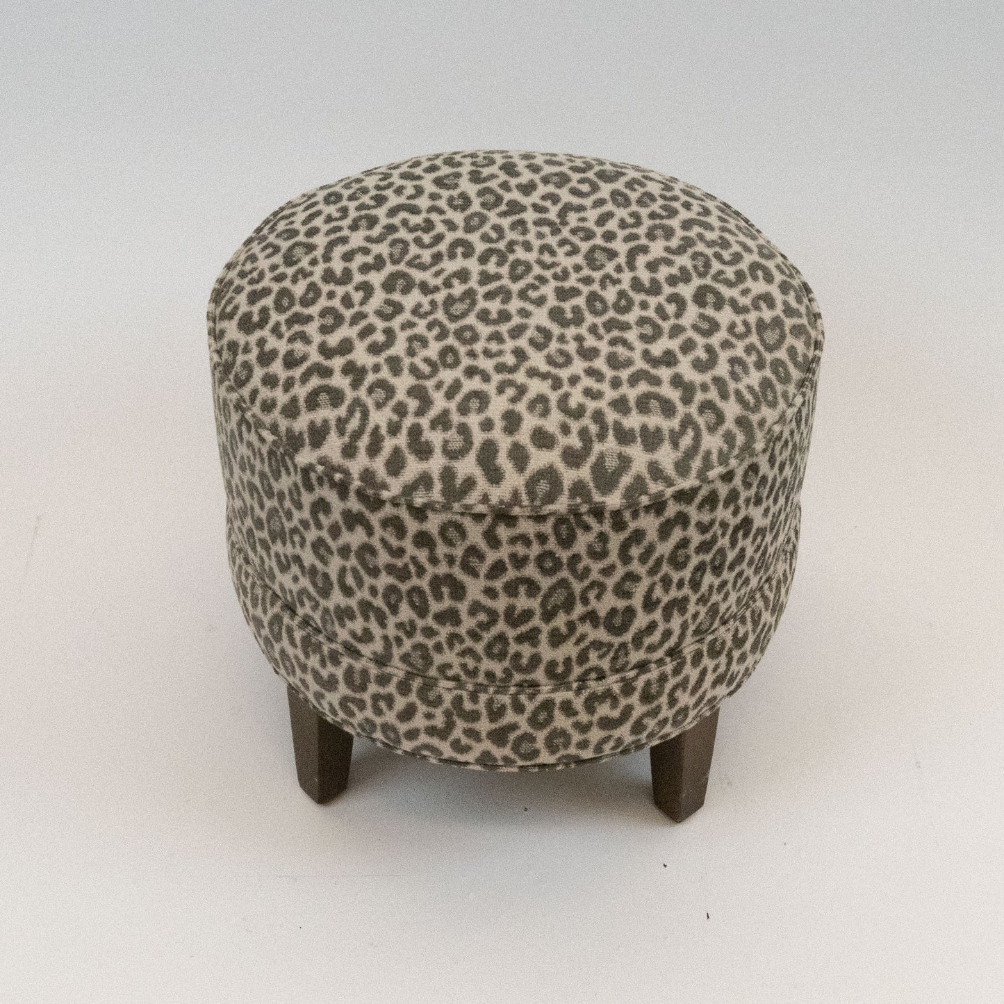 Ethan Allen Round Hand-Upholstered Leopard Print Accent Stool