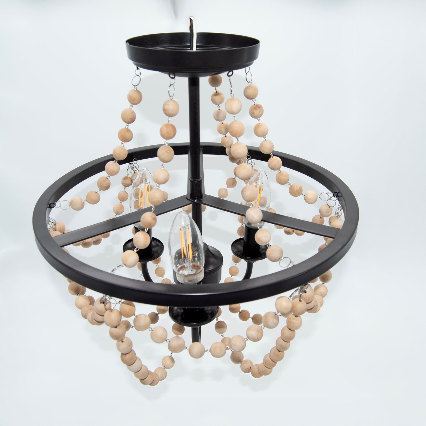 New 3 light Bronze/Wood Bead light