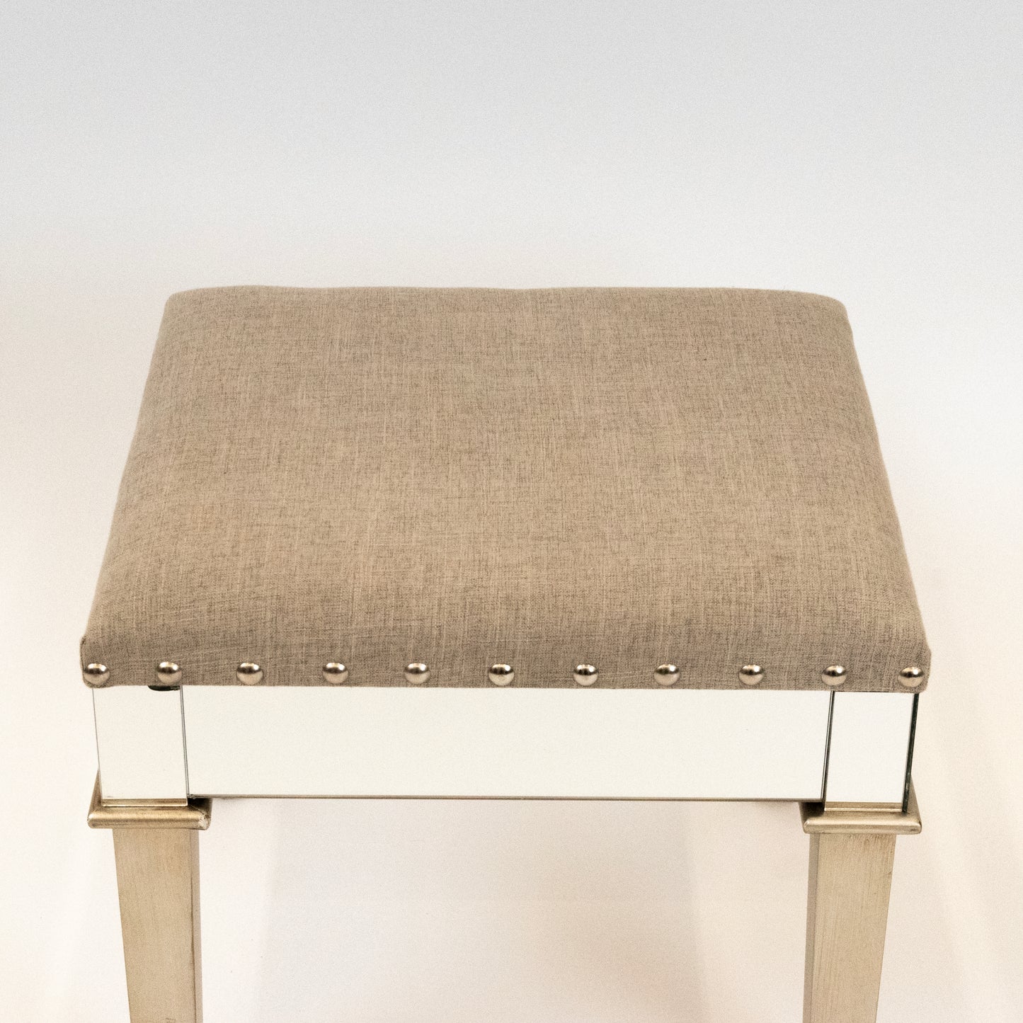 Elegant Mirrored Stool with Upholstered Seat