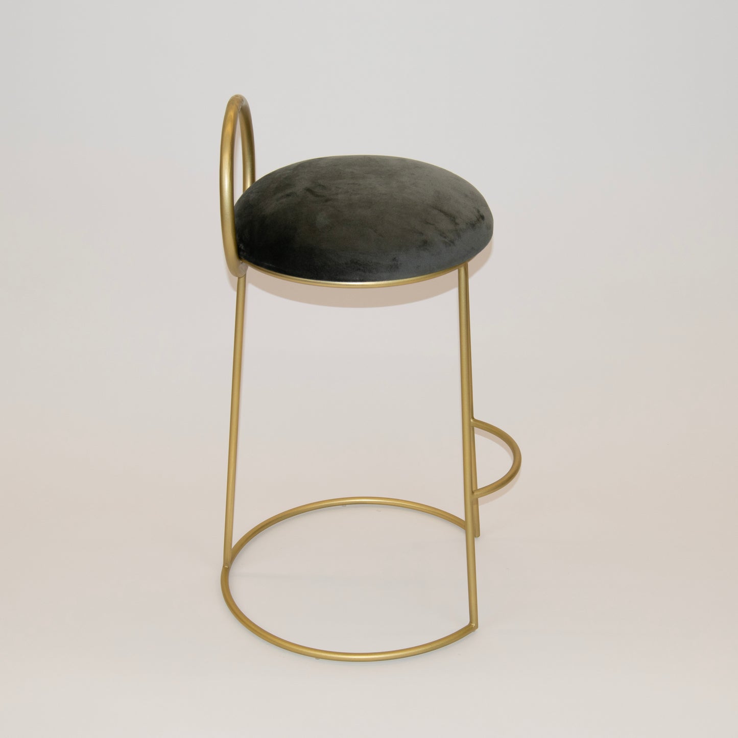 Meridian Grey Velvet Stool