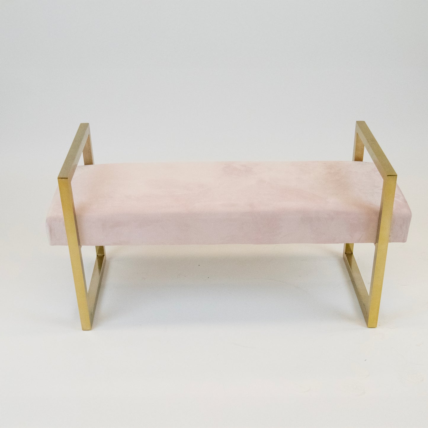 Meridian Pink Velvet/Brass Bench