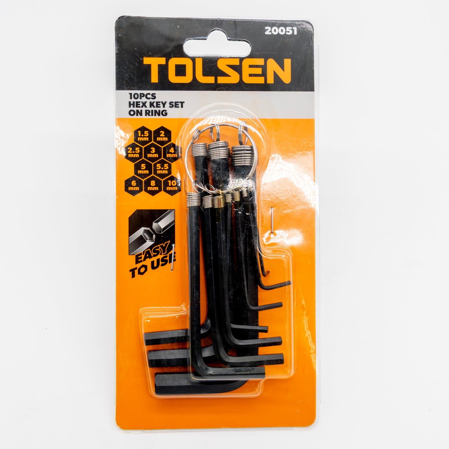 Tolsen 10-Piece Hex Key Set on Ring