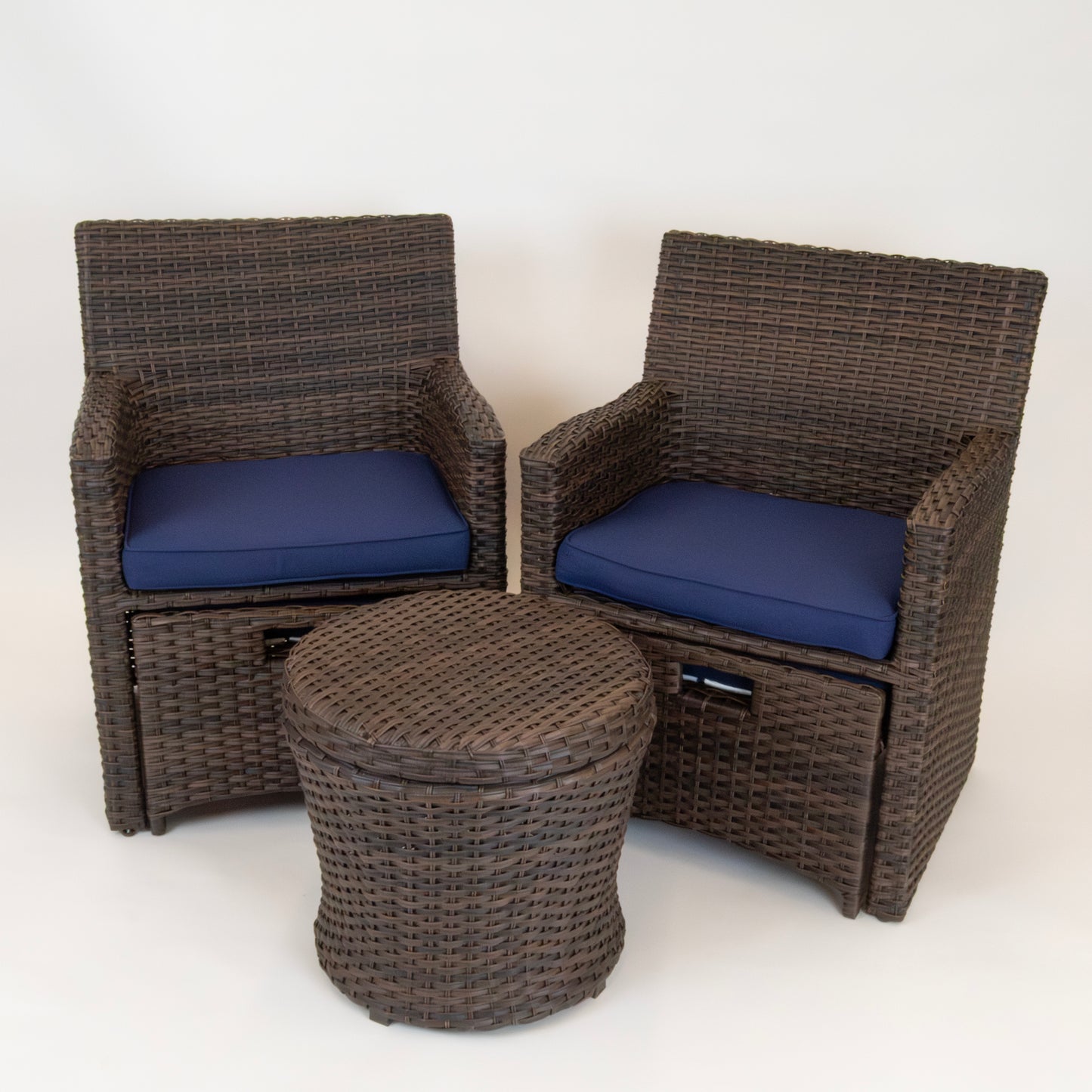 Outdoor Wicker Patio Set with Hidden Ottomans & Storage Table (5-Piece)