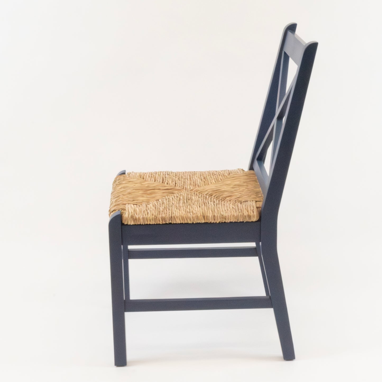 Blue X-Back Dining Chair with Woven Rush Seat (Set of 2)