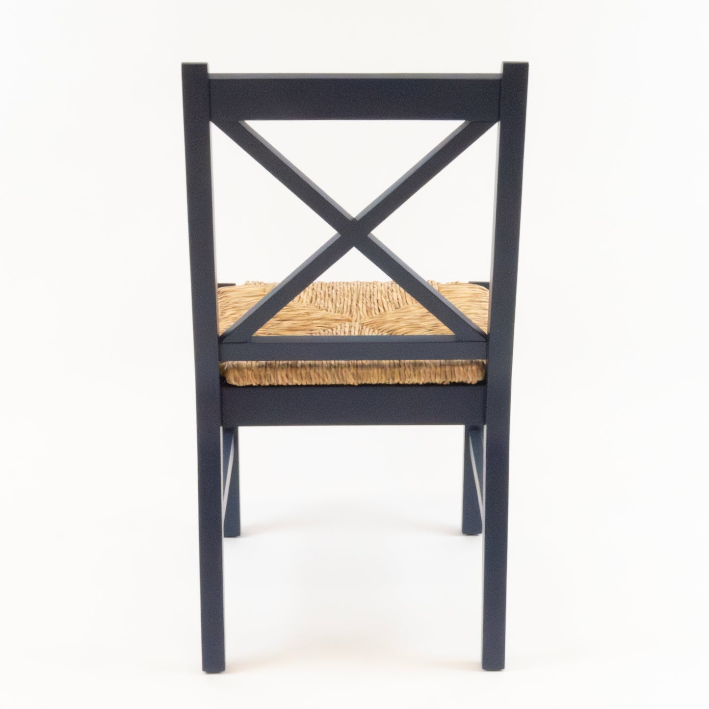 Blue X-Back Dining Chair with Woven Rush Seat (Set of 2)