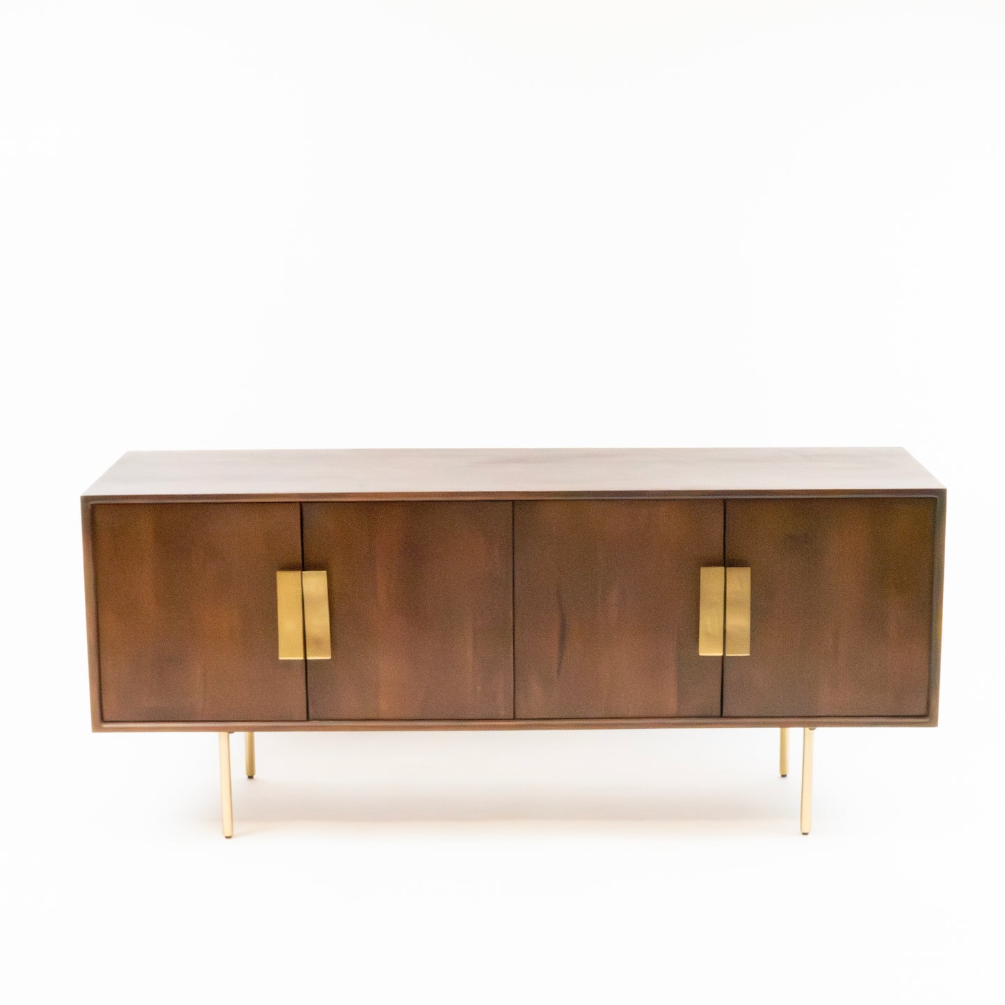 Walnut Media Console with Brass Hardware