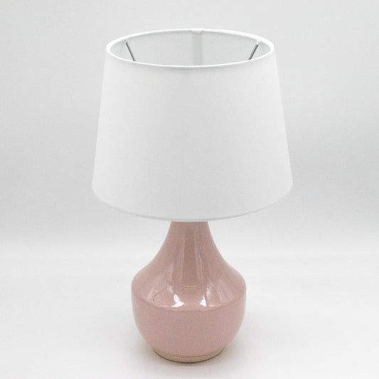 Pink Ceramic Table Lamp with White Shade