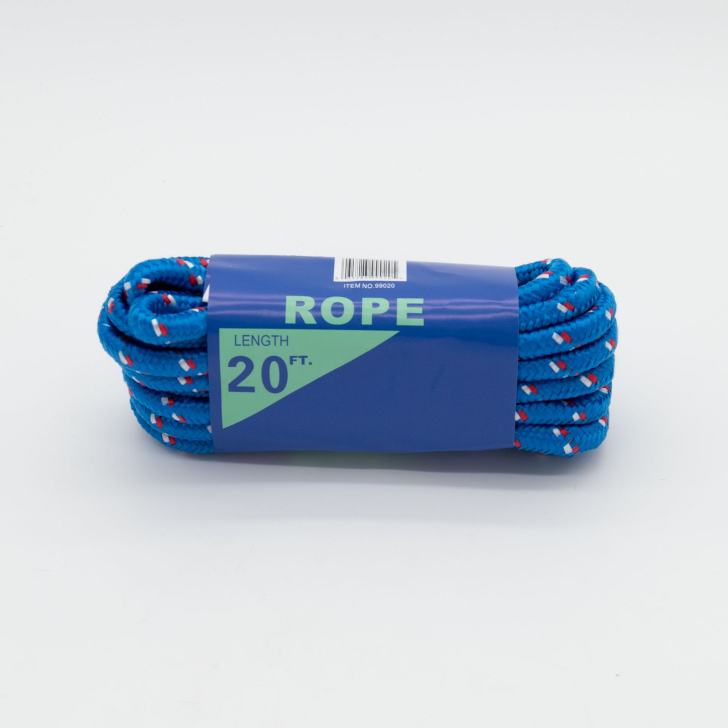 Durable 20 Ft. Utility Rope – Blue with Red &amp; White Accents