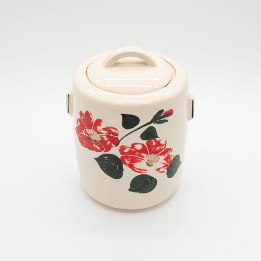 Vintage McCoy Pottery Cookie Jar – Hand-Painted Red Flower Design with Lid