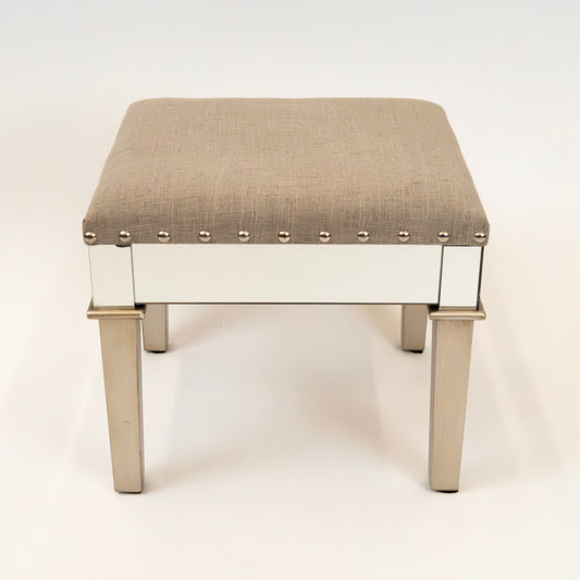 Elegant Mirrored Stool with Upholstered Seat